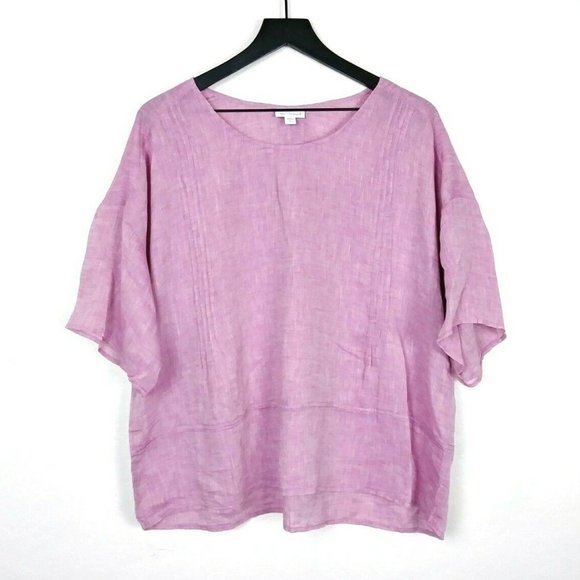 J. Jill Tops - PureJill Linen Petite Crosshatch Boxy Blouse